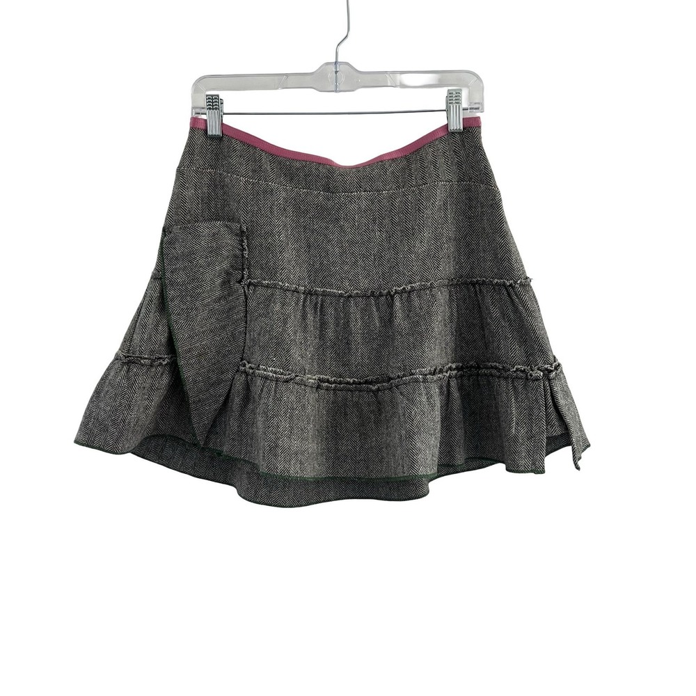 American Eagle Skirt Womens 4 Gray Tweed Tiered Ruffle Hem Mini Y2K 90s Gorp